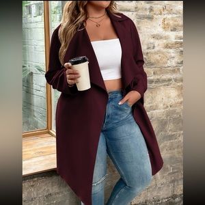 NWOT Plus Size Waterfall Belted Coat